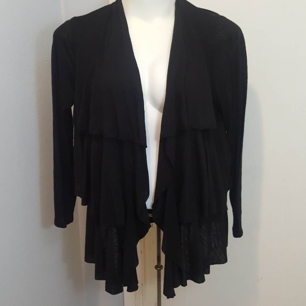 Cato Black Open Ruffle Cardigan - 18/20W
